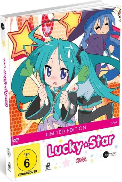 DVD-Hülle mit Anime-Charakteren. Zwei Mädchen mit langen blauen Haaren halten Lauch.