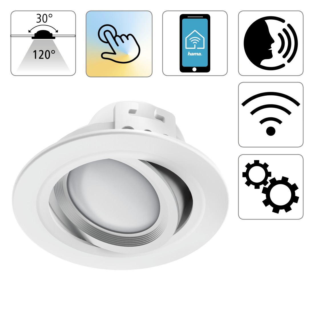 Tageslicht HAMA bis - Warmweiß App Sprachsteuerbarer Einbauspot WLAN-LED und