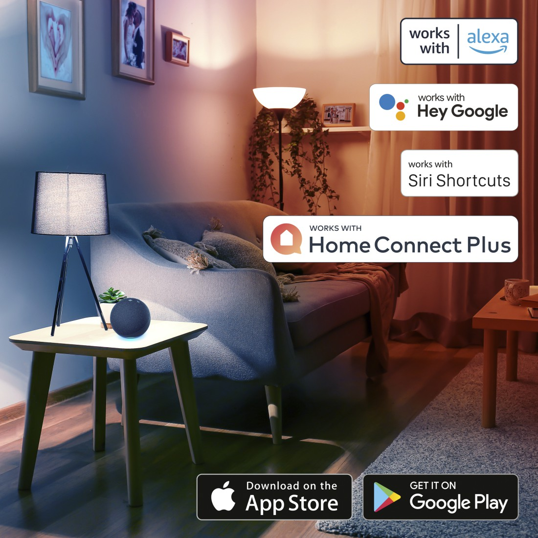 Smart-Home-Komponenten: Glühbirne, Stecker und Thermostat. Pool-Einstellung.