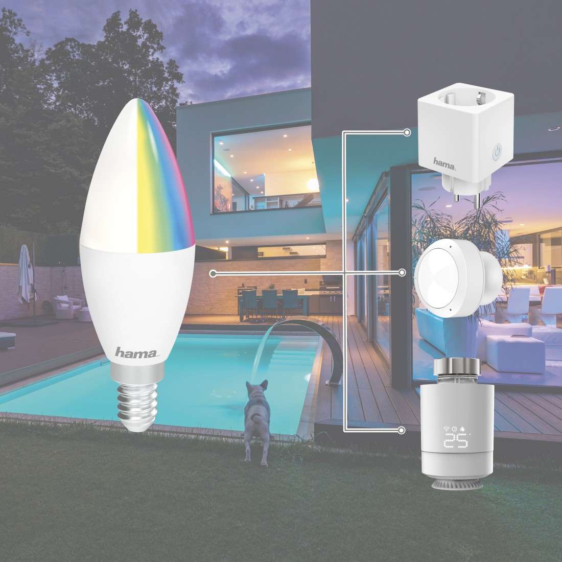 HAMA App und Sprachsteuerbare E14 RGBW WLAN-LED - Lampe Multi-Colour