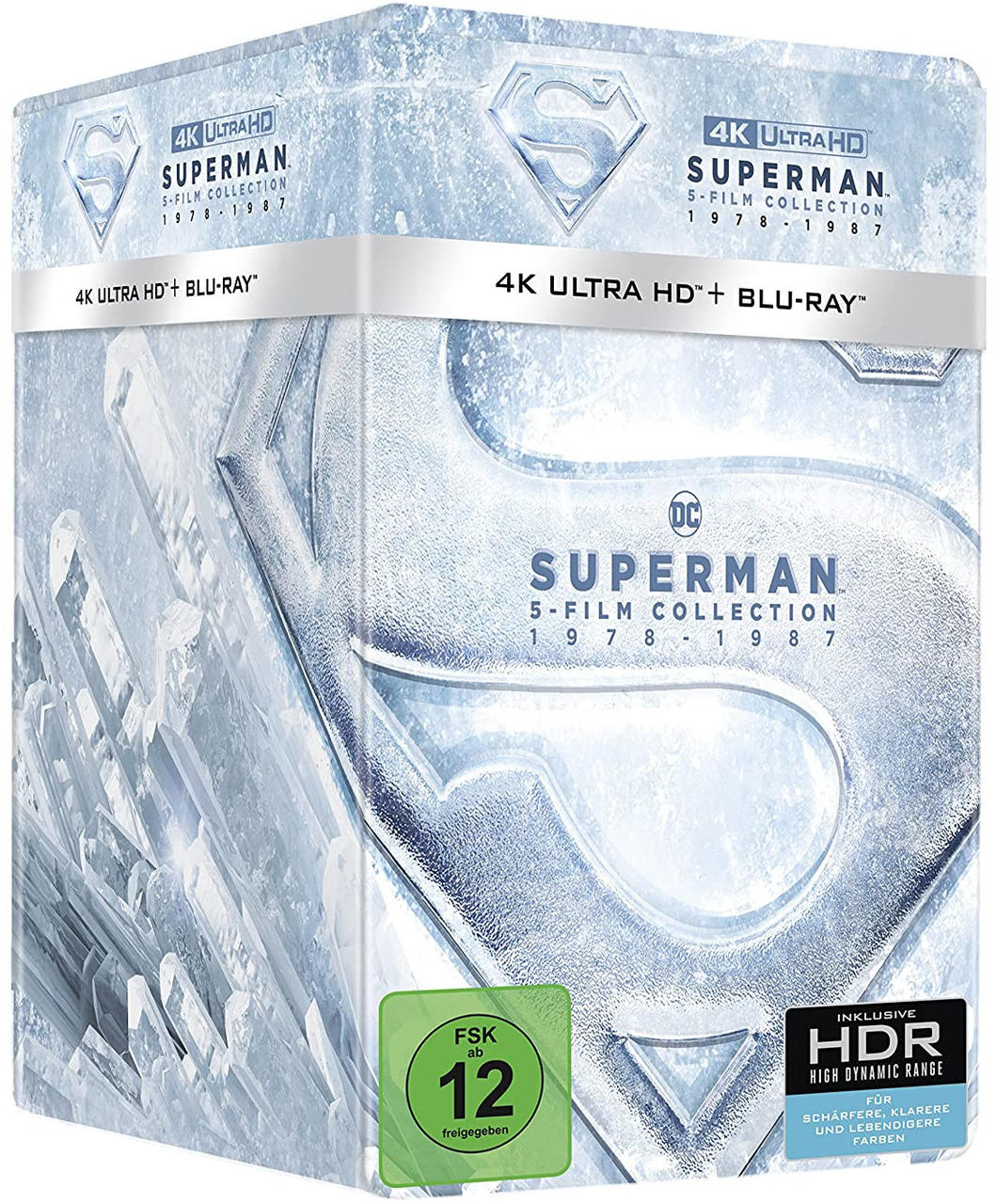 Eine Superman 5-Film-Sammlungsbox. Es ist in Kunststoff versiegelt.