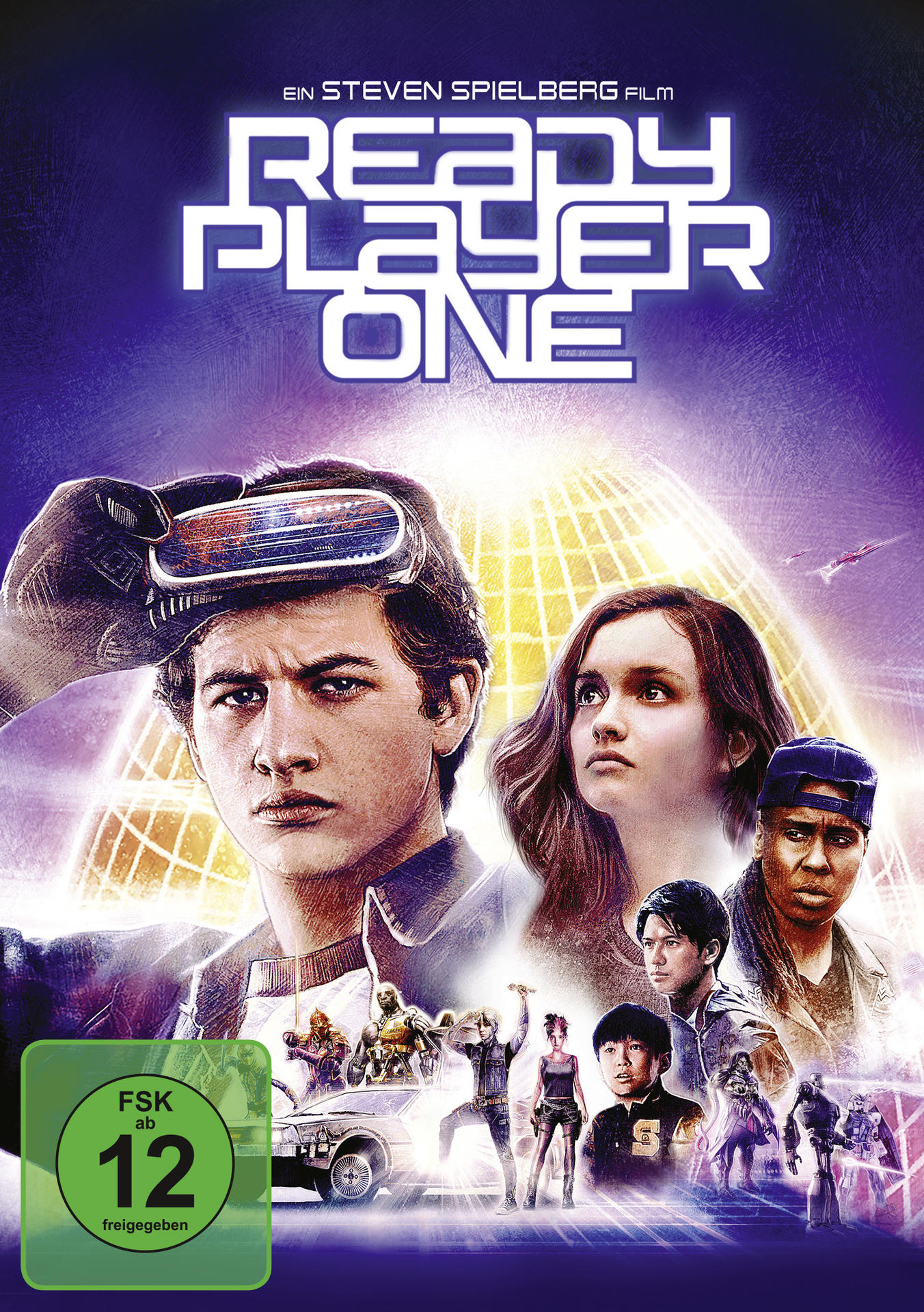 Filmposter: Schauspieler mit VR-Headsets und eine Menschenmenge. Titel: Ready Player One.