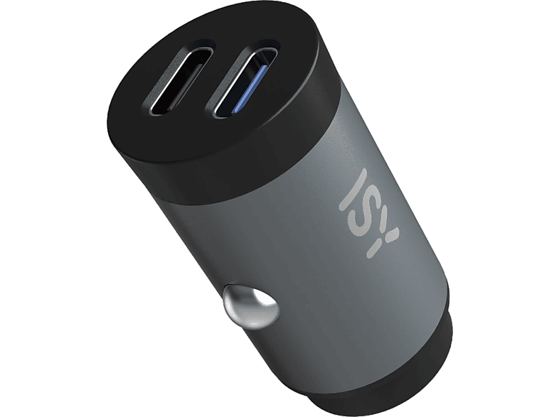 ISY Autolader 2 X Usb-c Grijs (icc-5030-cc)