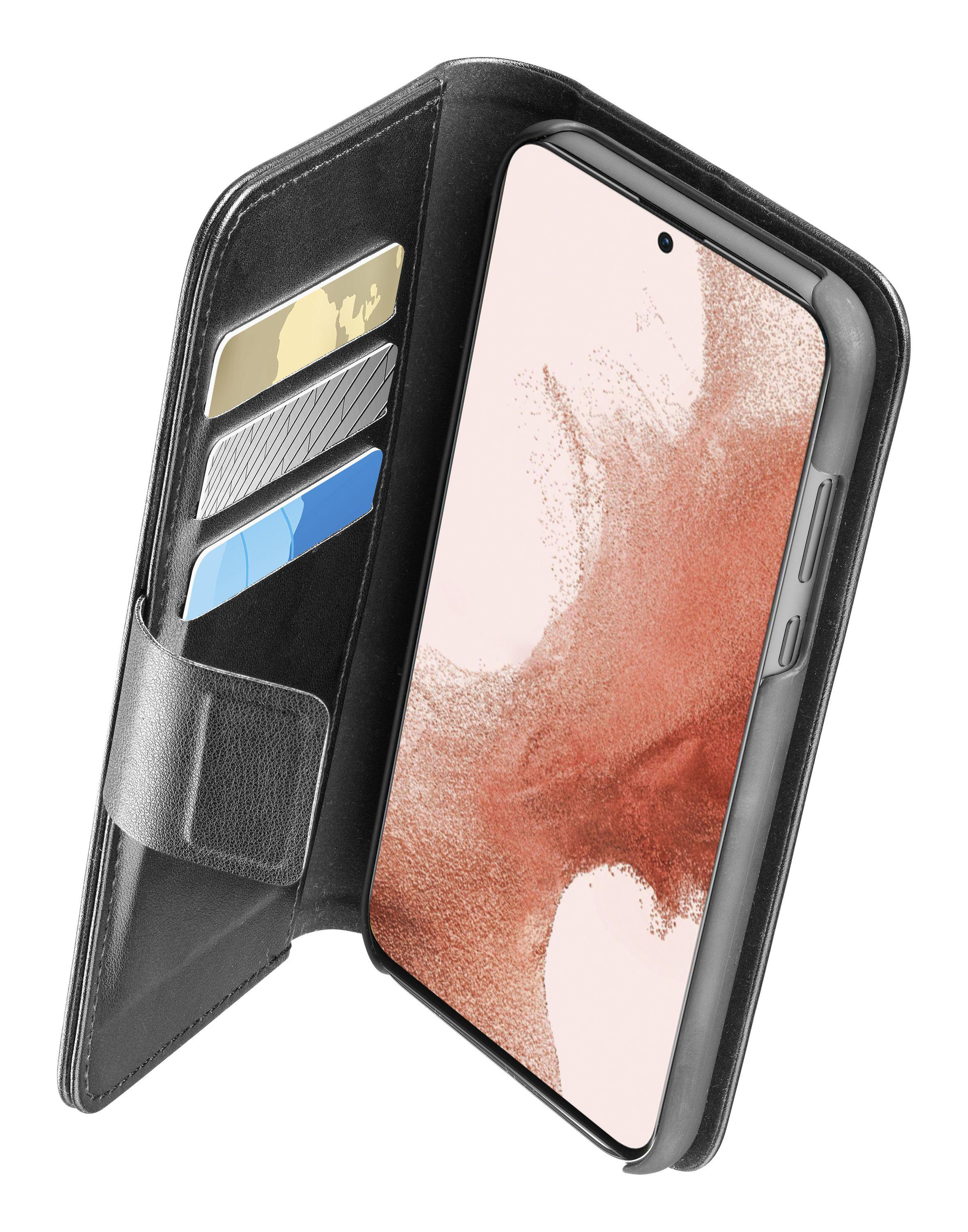 Schwarze Handyhülle mit Telefon, drei Kartenfächer sichtbar.