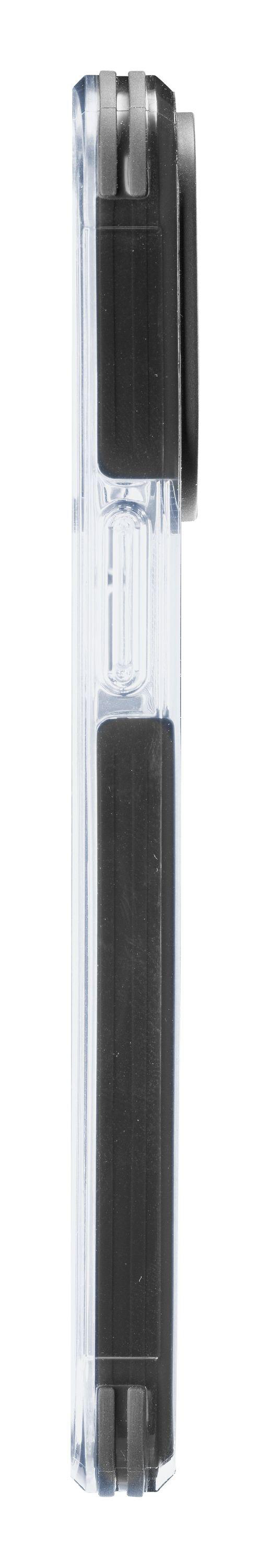 Transparente Handyhülle, Seitenansicht, zeigt das Material.