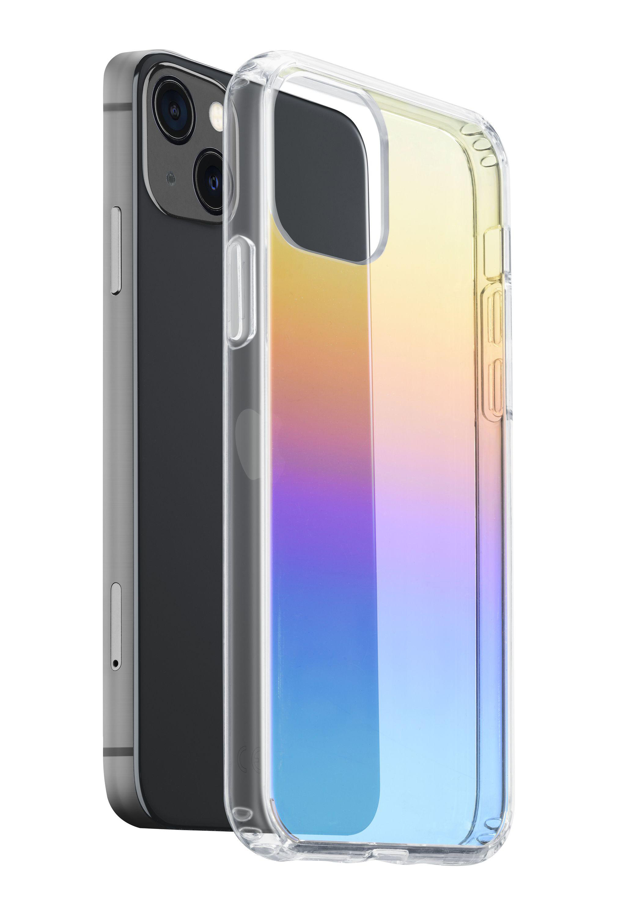 iPhone mit transparentem Gehäuse mit Farbverlauf. Telefon ist durch das Gehäuse sichtbar.