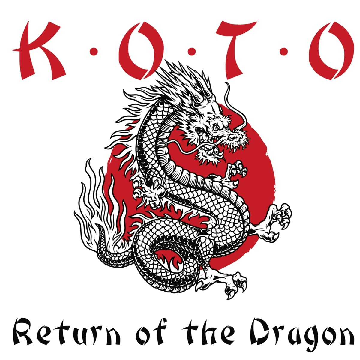 Album borító sárkány grafikával egy piros körön. Láthatók a K.O.T.O és a Return of the Dragon szavak.