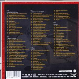 Rückseite einer CD-Hülle mit Titellisten. Der Text ist auf Deutsch.