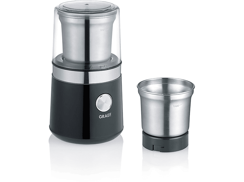 Graef Kaffee- und Gewürzmühle CM102 Gewürz und Kaffeemühle (Schwarz/Edelstahl, 200 W)