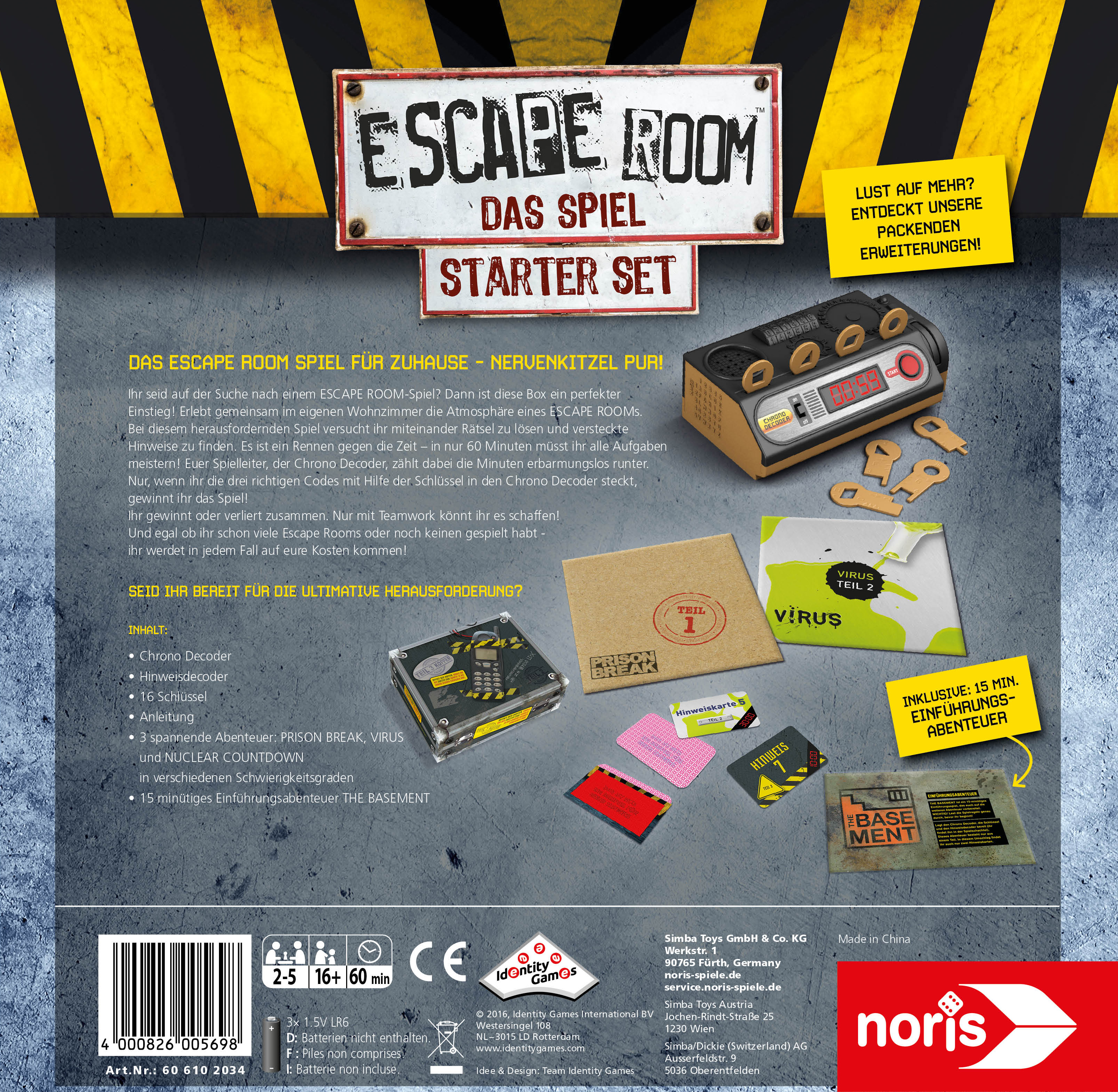 NORIS Escape Denkspiel Spiel Mehrfarbig Room Das