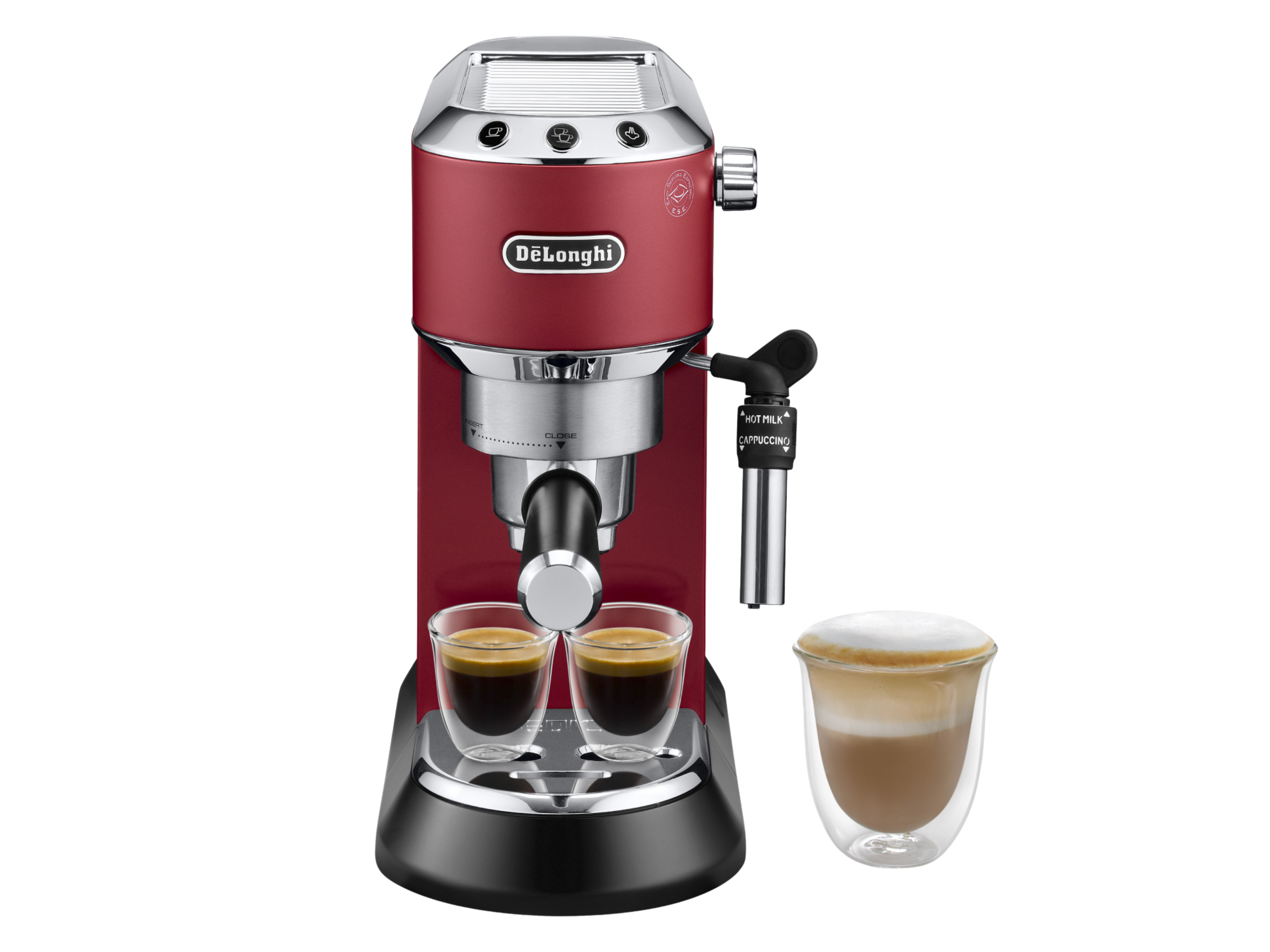 Cafetera express - De'Longhi Dedica EC685.R, Bomba de presión Thermoblock, 1350 W, Rojo