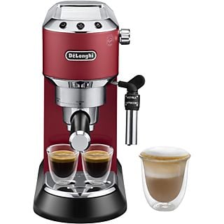 Cafetera express - De'Longhi Dedica EC685.R, Thermoblock, Espresso manual, Función 2 tazas, 1300 W, 15 bar, Rojo