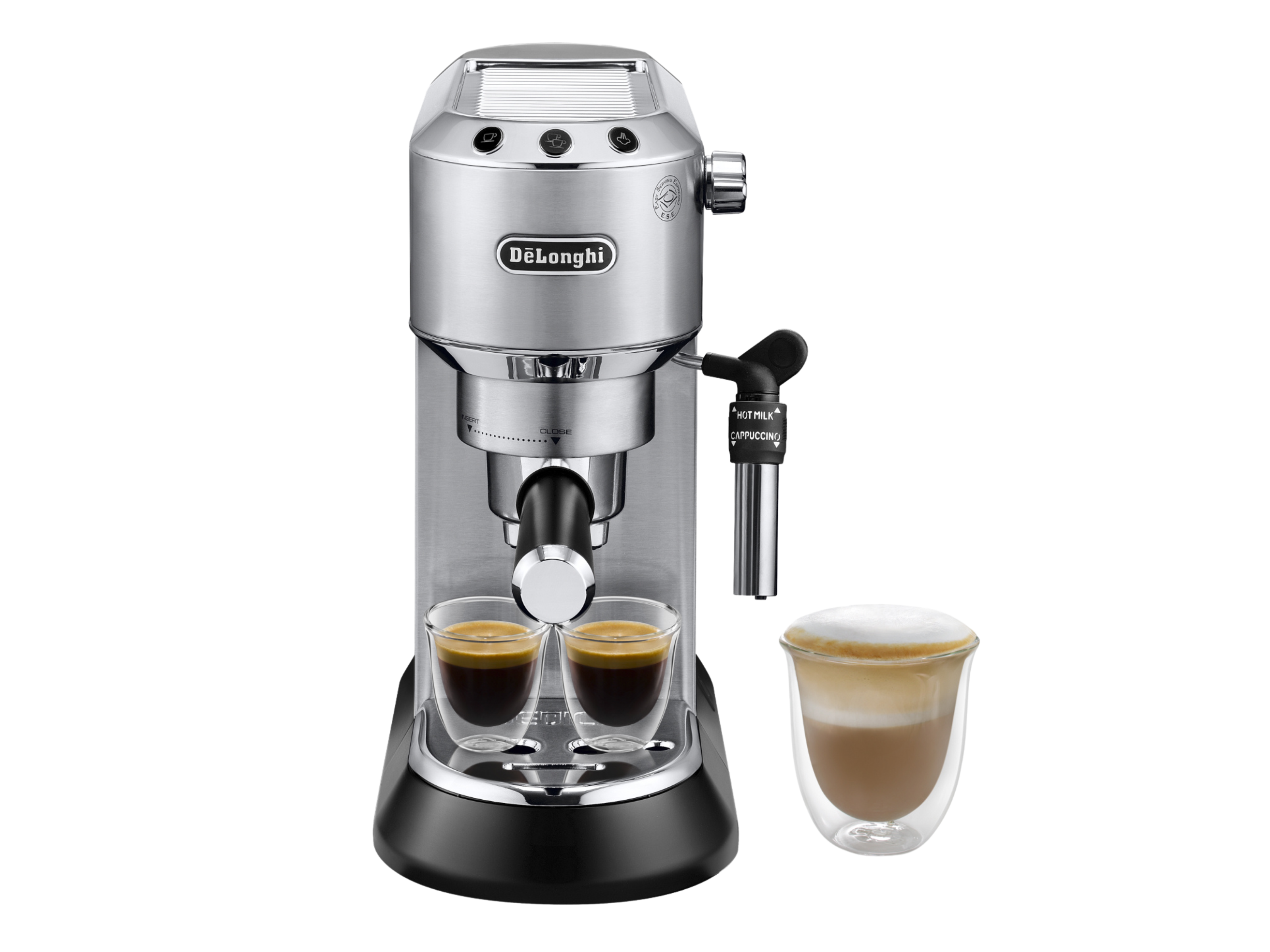 Cafetera express - De'Longhi Dedica EC685.M, Bomba de presión Thermoblock, 1350 W, Metalizado