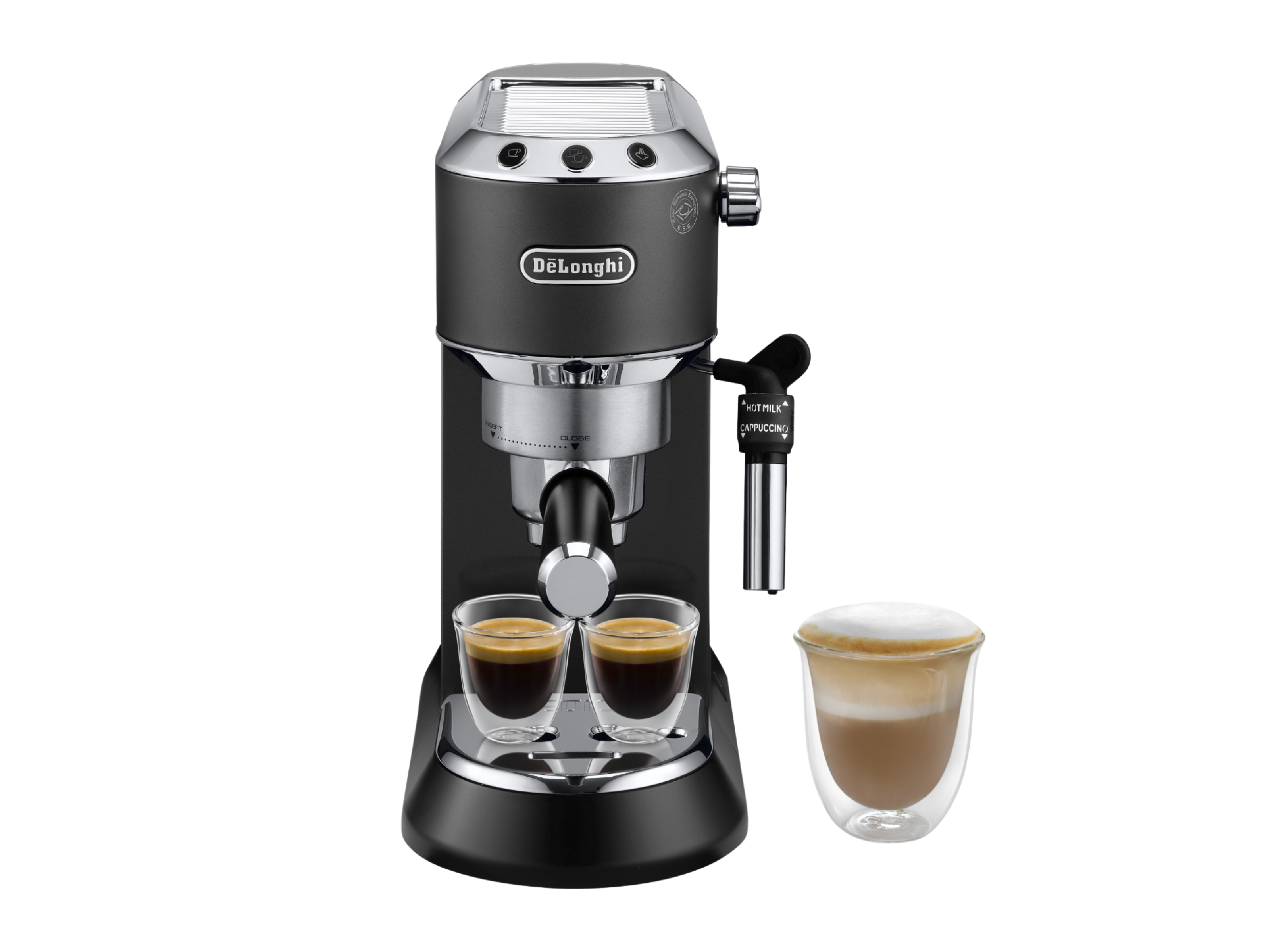 Cafetera express - De'Longhi Dedica EC685.BK, Bomba de presión Thermoblock, 1350 W, Negro