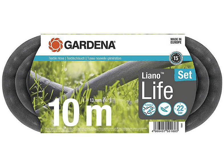 GARDENA Set Espositore Tubo Liano™ Life 10 M – Resistente UV E Gelo, Con Connettori Originali - 4