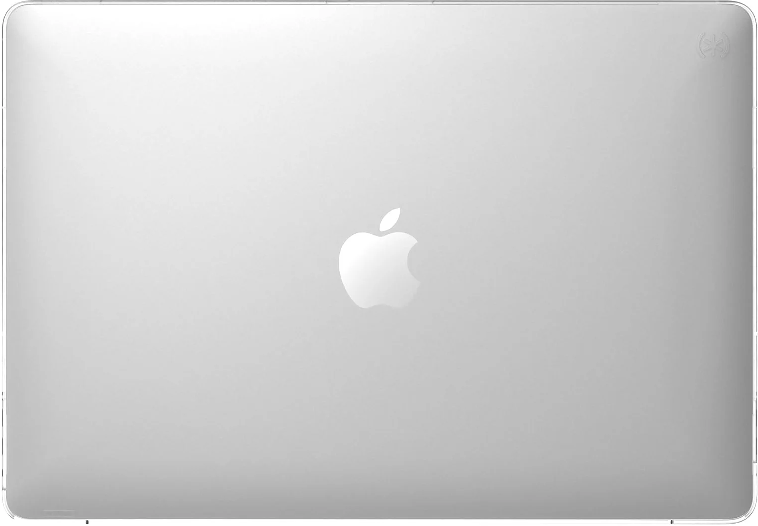 Laptop argentato, logo Apple sulla cover.