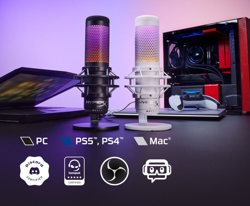 HYPERX Microphone Streaming gamer Quadcast S RGB Blanc (519P0AA)
