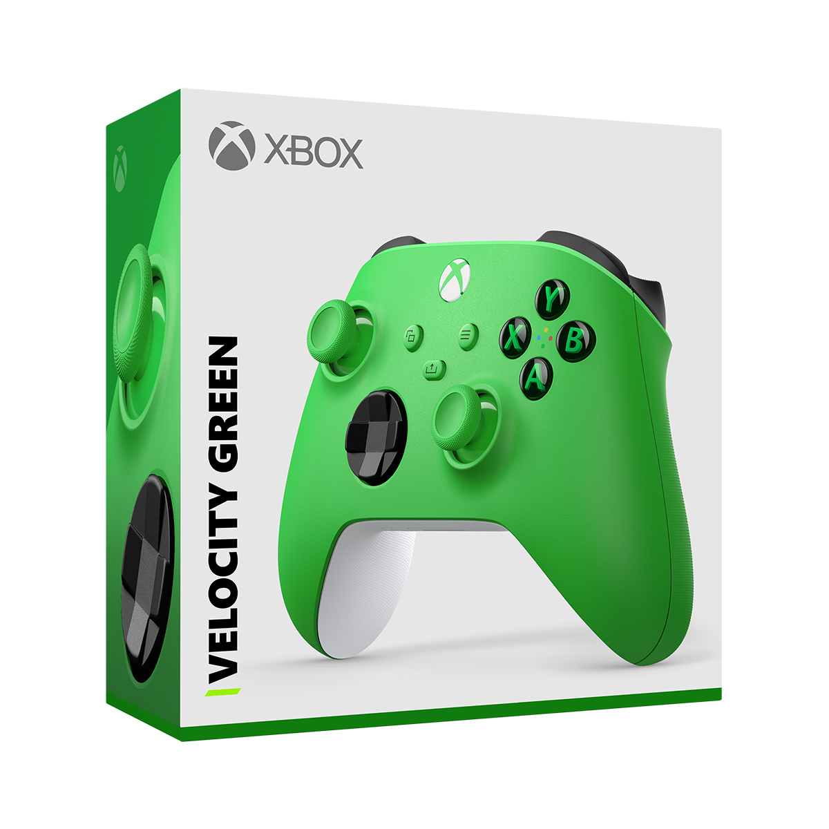 Ein Xbox-Controller in einer grünen Box. Der Controller ist grün, mit schwarzen Details.