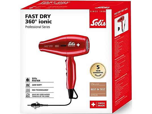 SOLIS Fast Dry 360° ionic - Asciugacapelli (Rosso)