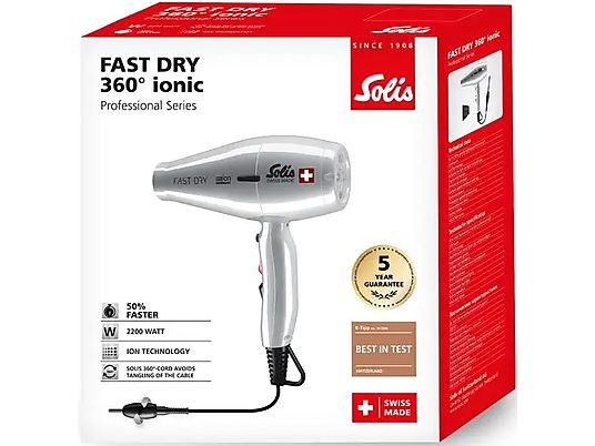 SOLIS Fast Dry 360° ionic - Sèche-cheveux (Argent)