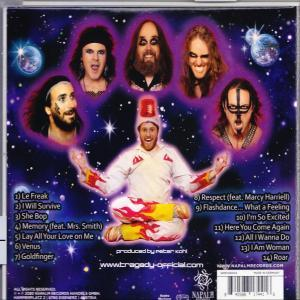 Albumcover mit sechs Kopfbildern um eine zentrale Figur herum.