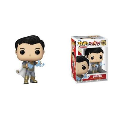 Figura de Shazam con una caja a la derecha.