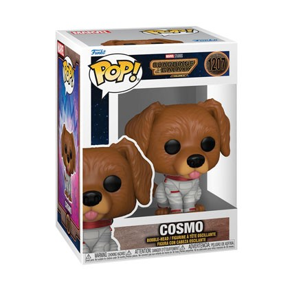 Funko Pop de Cosmo de Guardianes de la Galaxia. Un perro con un traje espacial.