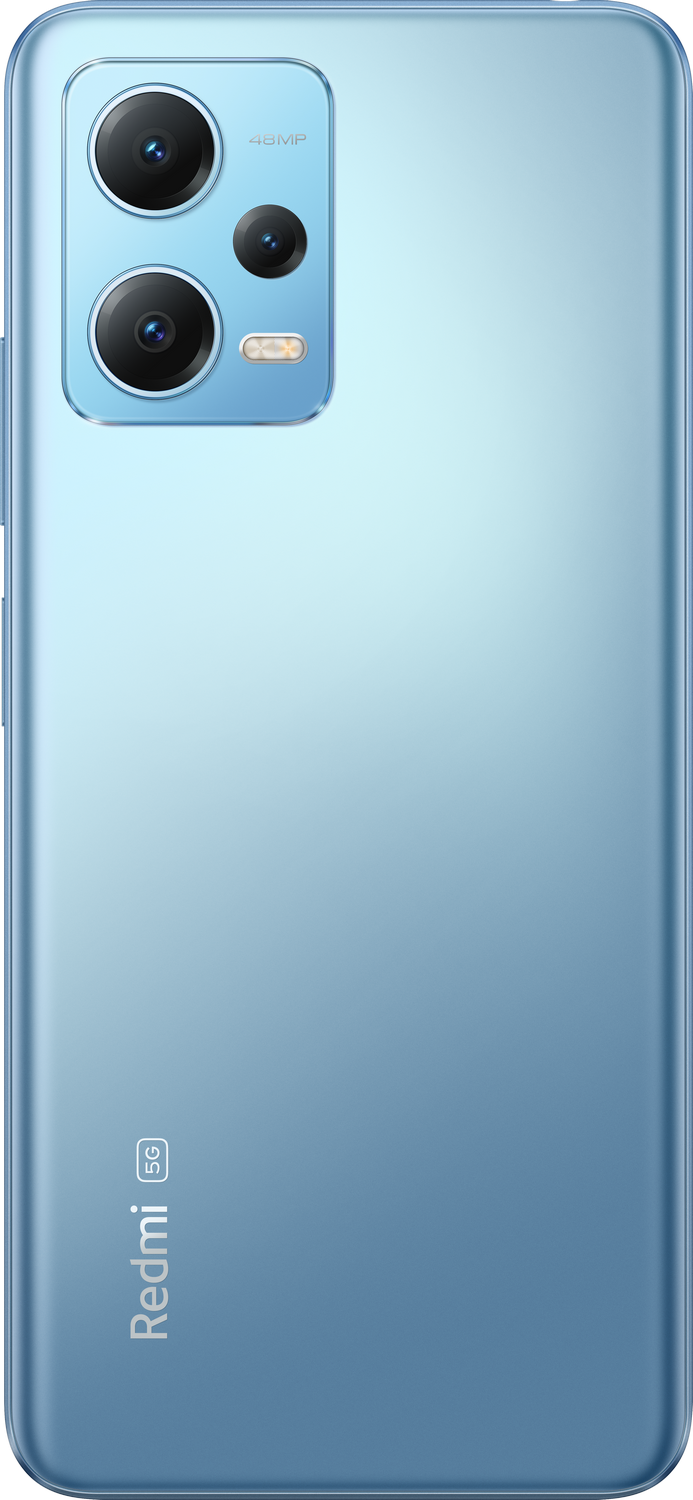 Un teléfono inteligente azul claro con múltiples lentes de cámara se muestra.