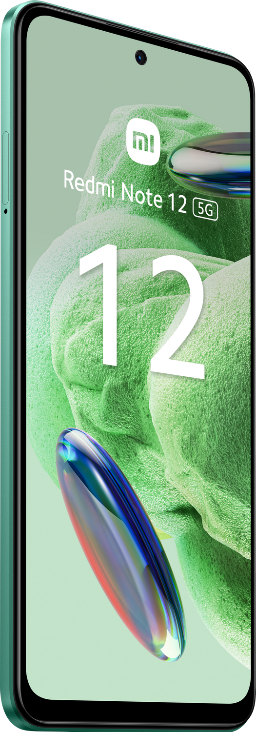 Un teléfono verde con el número 12 y 5G.