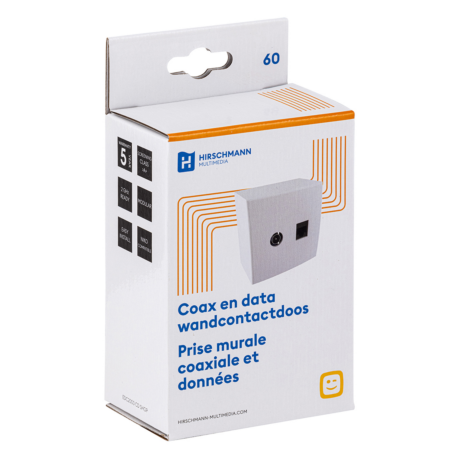 Hirschmann multimedia coax wall contact box in a box.
