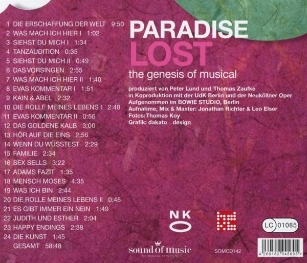 Rückseite einer CD-Hülle. Text auf pinkem Hintergrund. Songtitel sind aufgelistet.