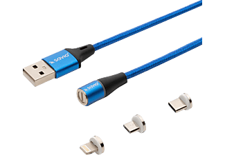 SAVIO 3 az 1-ben mágneses adatkábel, Lightning/Type-C/Micro-USB, 2 méter, kék (CL-157)