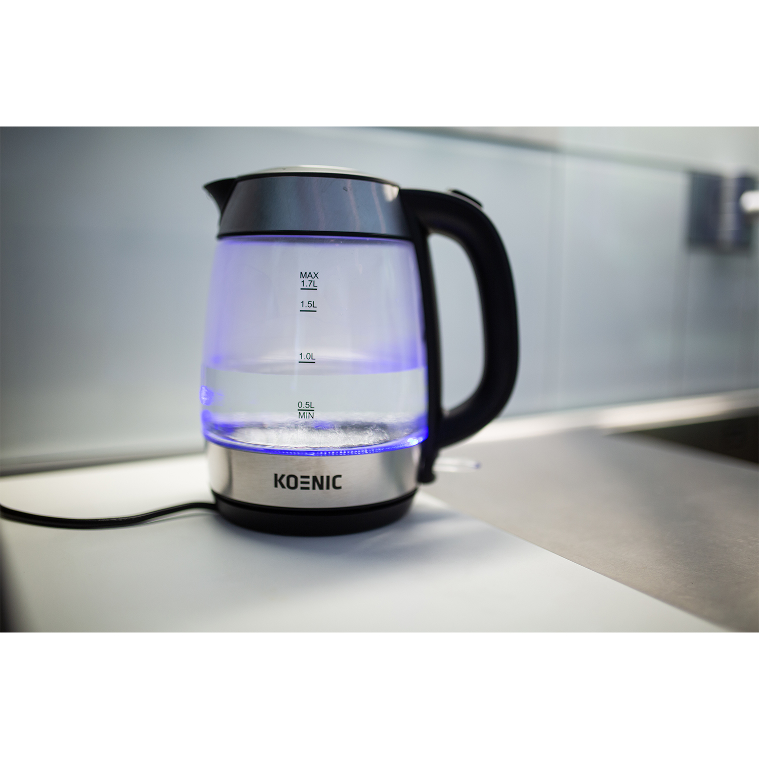 Bollitore Elettrico In Vetro IK1103 – 1,7L, 2200W, 5 Temperature Con LED Colorato (60-100°C), Base 360°