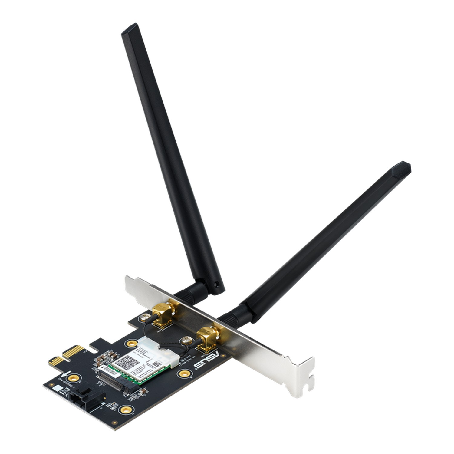 ASUS WiFi card with antennas. It's black and silver, with two antennas extending upwards.