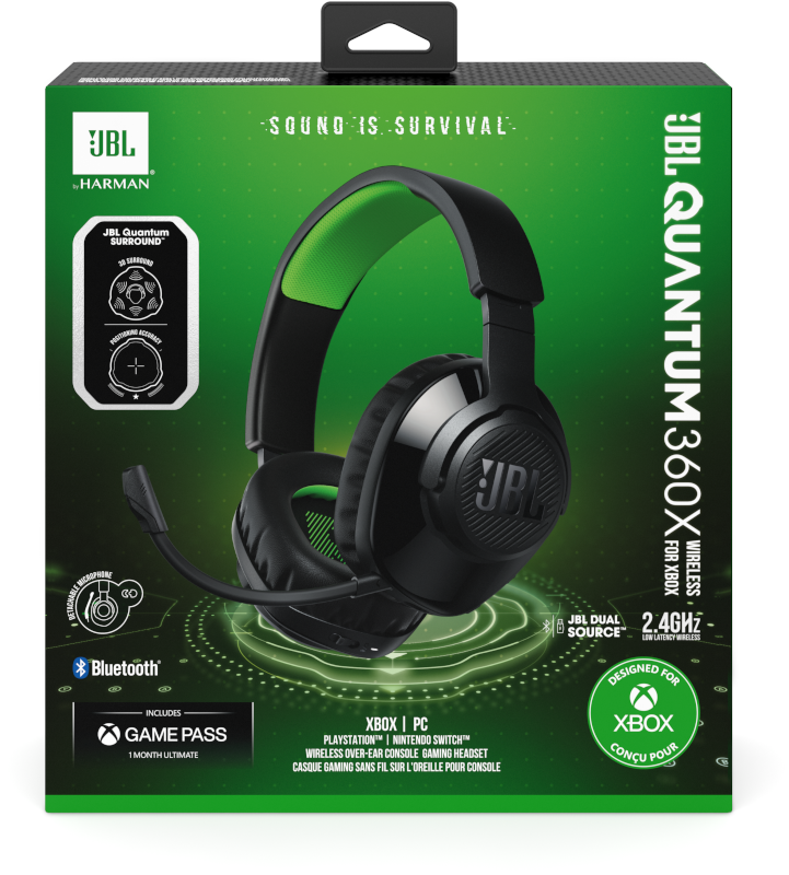 Gaming Quantum Over-ear Bluetooth / Headset Black/Green, Schwarz WL JBL Grün 360X