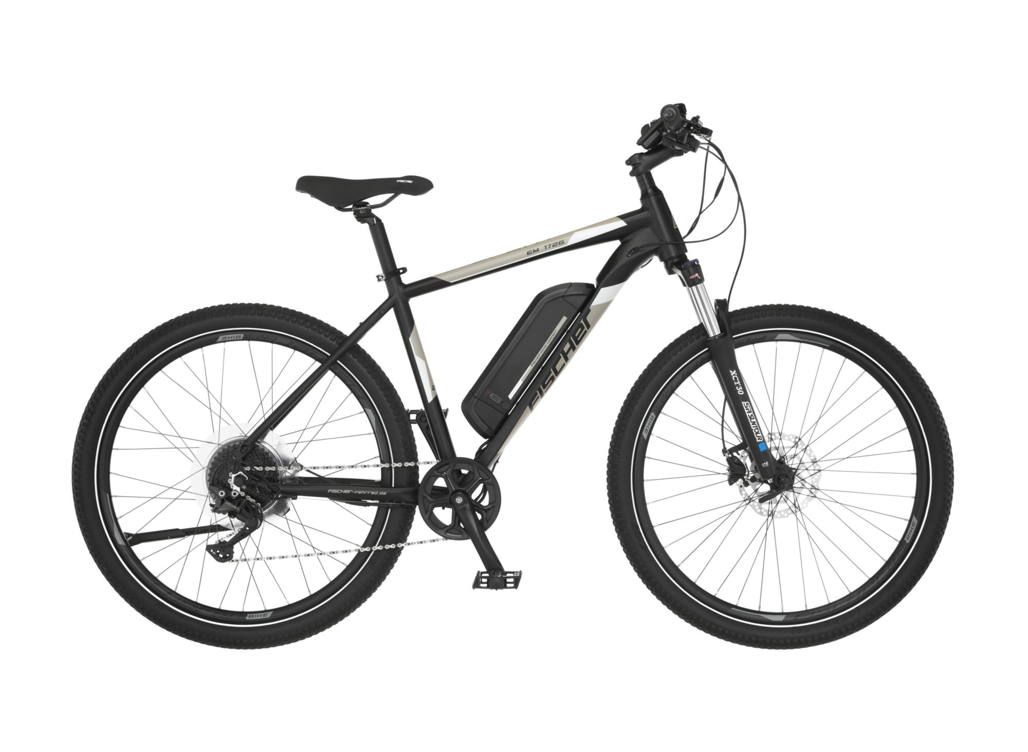 FISCHER Montis EM 1726 Mountainbike (Laufradgröße: 27,5 Zoll, Rahmenhöhe: 48 cm, Unisex-Rad, 557 Wh, Schwarz)