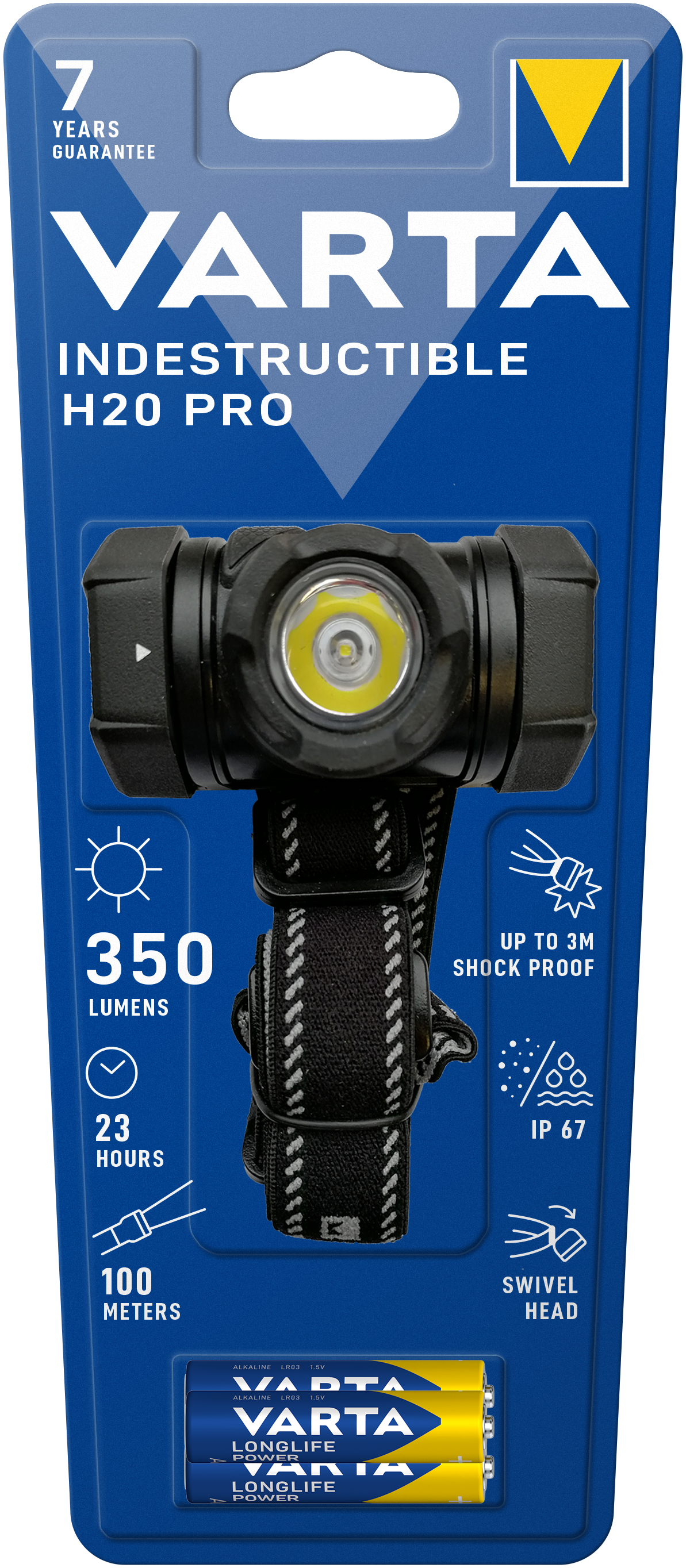 VARTA Indestructible H20 Pro fejlámpa, IP67, 350lm, 3xAAA (17732101421)