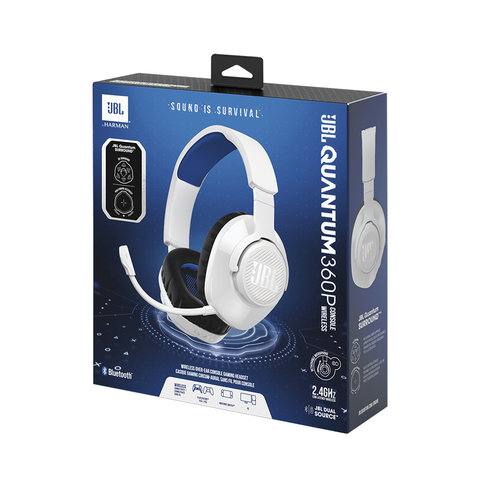 JBL Quantum 360P WL Weiß/Blau Gaming White/Blue, Headset Over-ear Bluetooth
