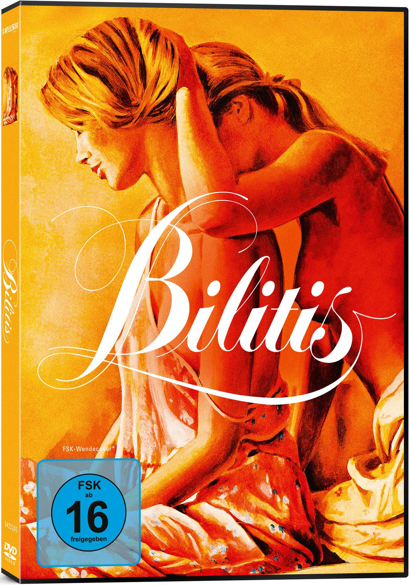 Eine DVD-Hülle zeigt zwei Frauen in einer Umarmung, mit dem Titel 'Bilitis' in weißer Schrift.
