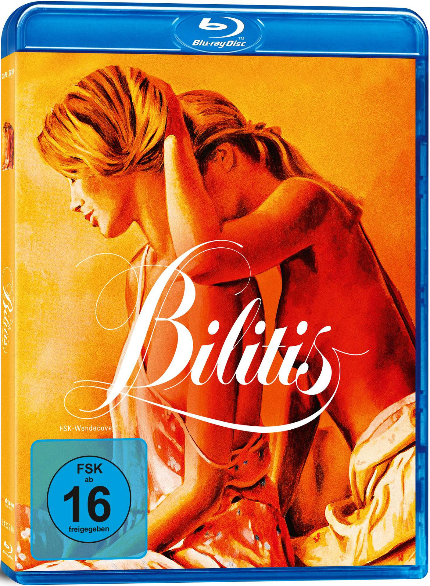 Filmcover für 'Bilitis' mit zwei Frauen in warmer Umgebung.