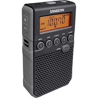 Radio portátil - Sangean DT-800, 1 W,  AM/FM, 40 presintonías, Negro