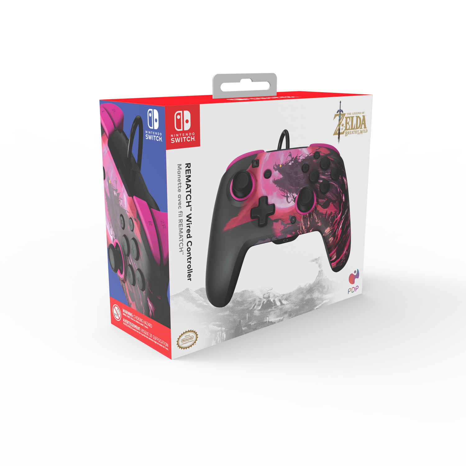 Mando Nintendo Switch en caja con gráficos de Zelda.