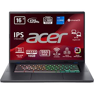 Portátil gaming - Acer Chromebook CBG516-1H-72EW, 16" WQXGA, Intel® Core™ i7-1260P, 16GB RAM, 256GB SSD, Iris® Xe, Chrome OS