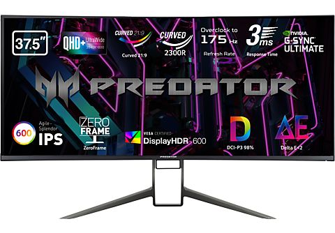 Monitor gaming - Acer Predator X38S, Curvado, 37.5 ", QHD+, 1 ms, 175 Hz, HDMI/ DP/USB3.0/USB2.0/USB-B, Negro