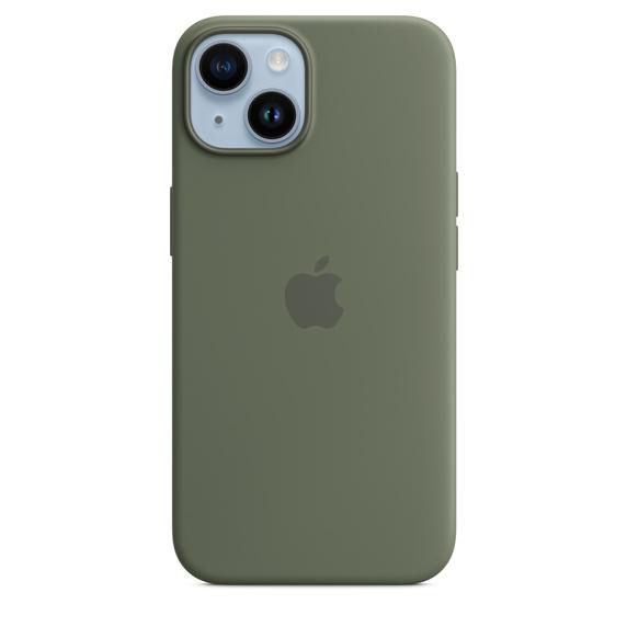 APPLE Silikon Case mit iPhone Apple, Backcover, Oliv MagSafe, 14