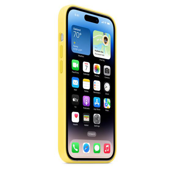 APPLE Silikon Case mit MagSafe, Backcover, Apple, iPhone 14 Pro, Kanariengelb