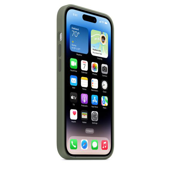 APPLE Silikon Case mit MagSafe, Apple, Backcover, iPhone Oliv Pro, 14