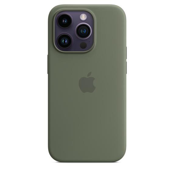 14 Backcover, APPLE Case Apple, MagSafe, iPhone Pro, Silikon mit Oliv