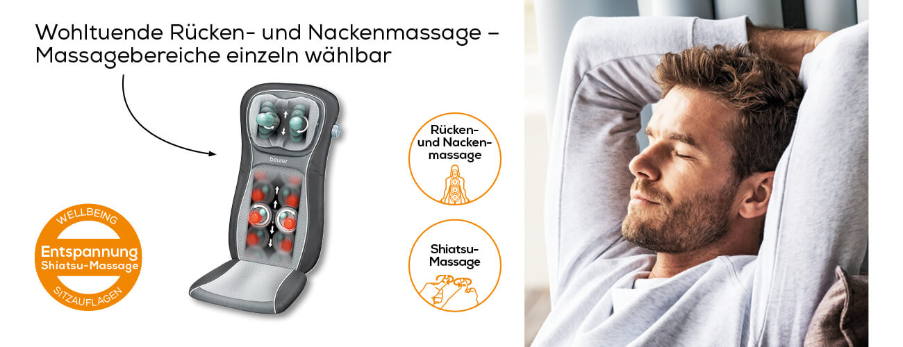 BEURER MG 260 HD 2in1 Shiatsu - housse de siège de massage (Gris)