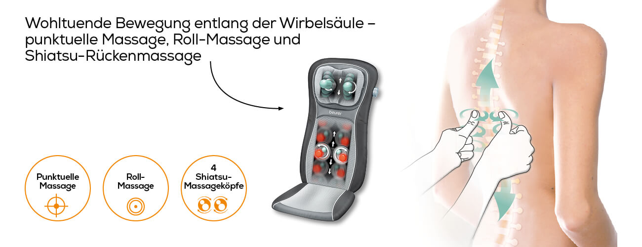 BEURER MG 260 HD 2in1 Shiatsu - housse de siège de massage (Gris)